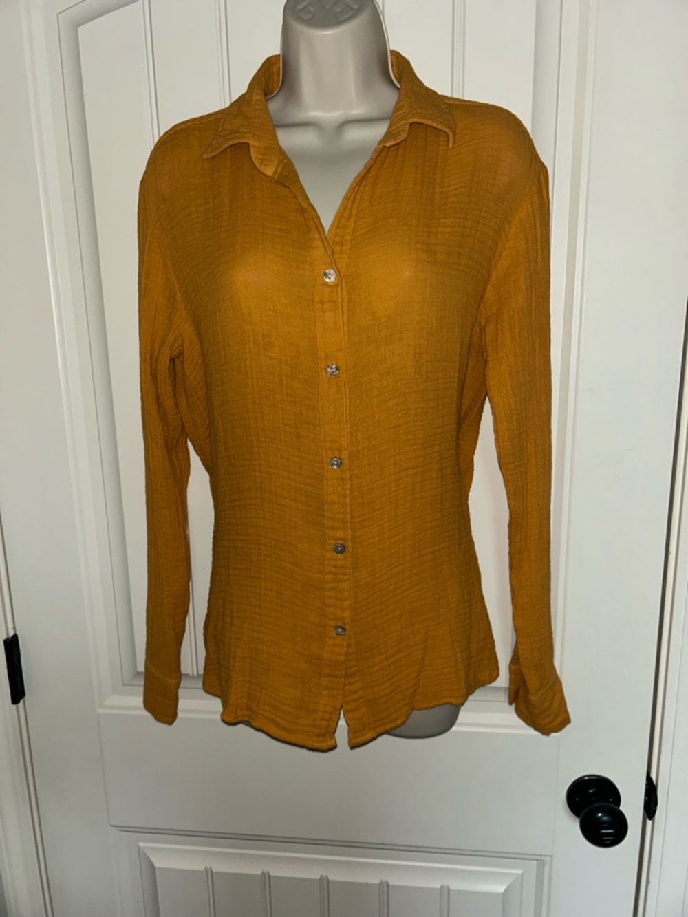 NEW Michael Stars Women’s Pumpkin Textured Gauze Cotton Button-Up Shirt Sz XS